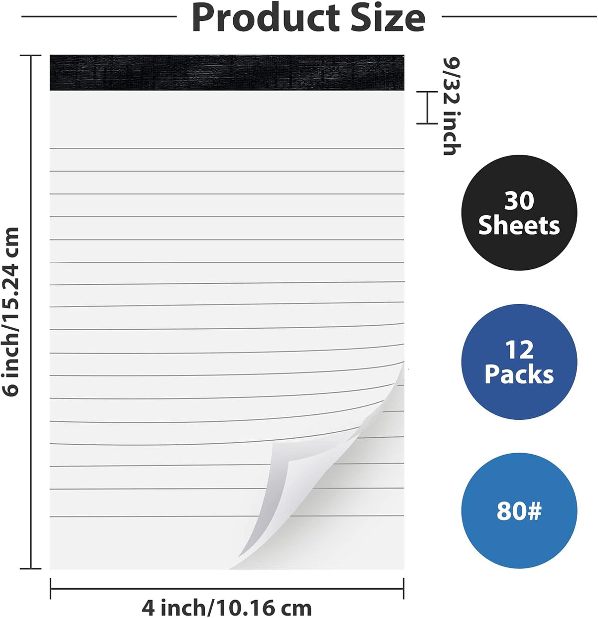 12 Pack Note Pads Refills 4 x 6 Inch Memo Pads Writing Pads, White Small Notepads Scratch Pads Mini Notepad with 30 Sheets Lined Paper in Each Pad