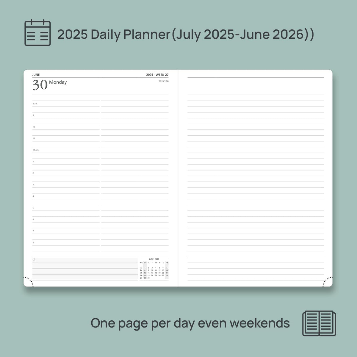 POPRUN 2025-2026 Daily Planner One Page Per Day (Large - 8.25'' x 12'') - Academic Calendar (July 2025 - June 2026), 2025 Day Appointment Book with Monthly Tabs, Hardcover - Violet