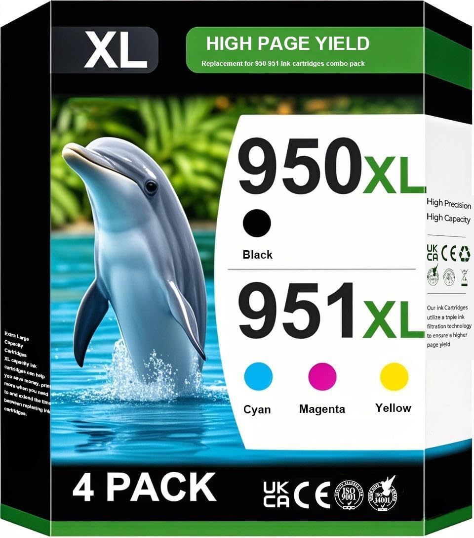 Printer Ink 950XL 951XL 8600 Ink Cartridges Combo Pack Compatible for HP 950 951 XL Ink Cartridges Combo Pack with HP OfficeJet Pro 8600 8610 8615 8620 8100 8630 8660 8640 276DW 251DW