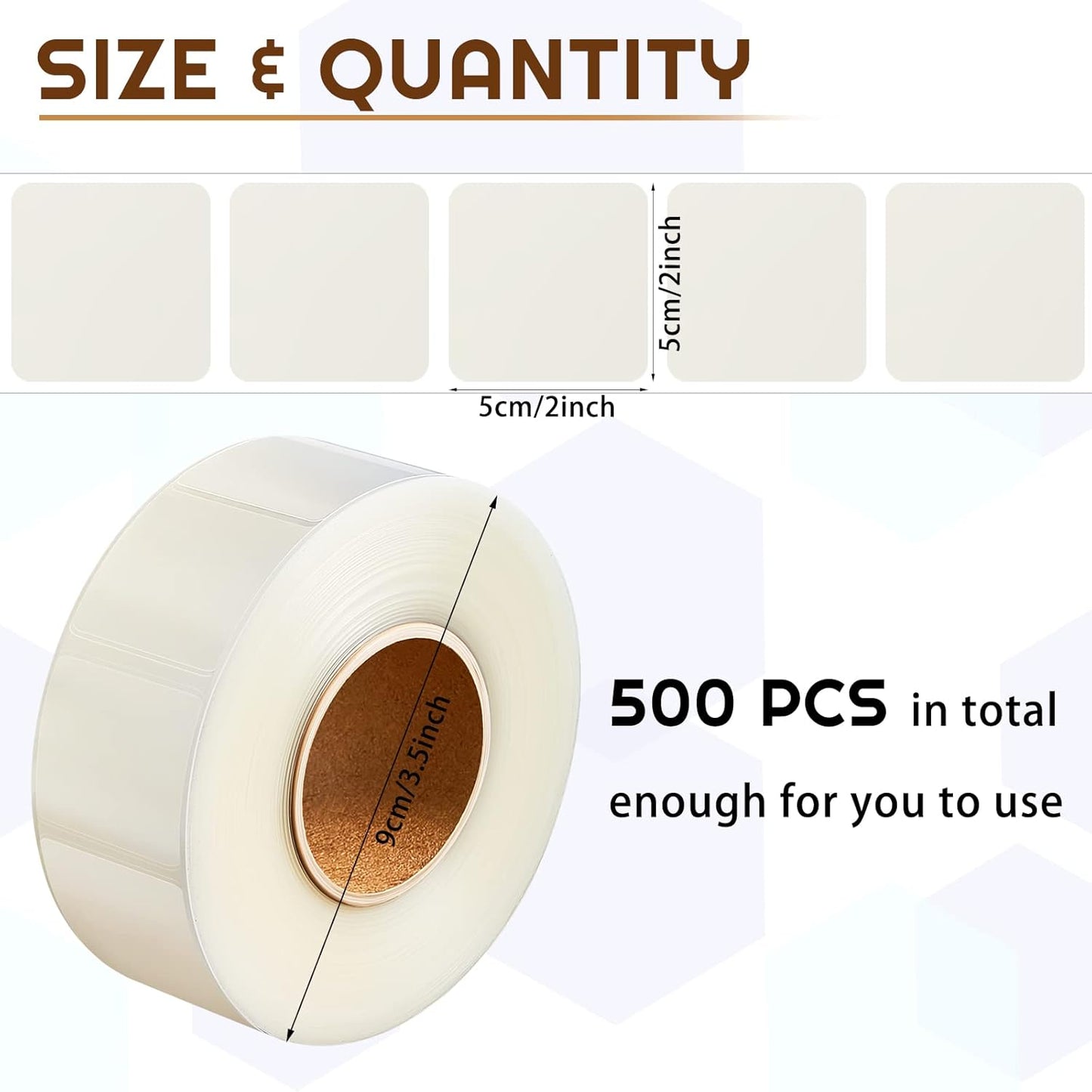 Zonon 500 Pcs Clear Labels Label Protector Clear Stickers Wafer Seals Waterproof Labels for Protecting Barcodes, Numbers and Stickers (1.96 x 1.96 Inch,Square)