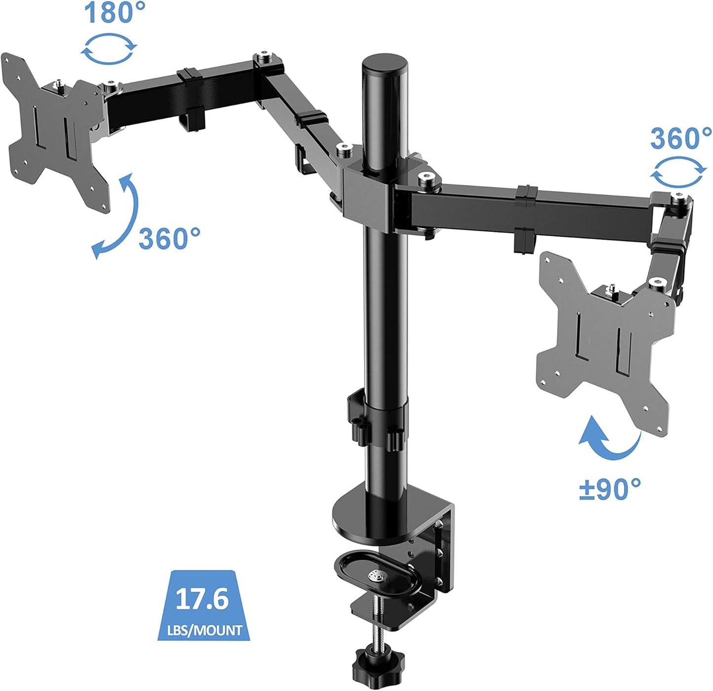 Rocelco 40" Large Height Adjustable Standing Desk Converter with Dual Monitor Mount BUNDLE - Quick Sit Stand Up Computer Workstation Riser - Retractable Keyboard Tray - White (R DADRW-40-DM2)