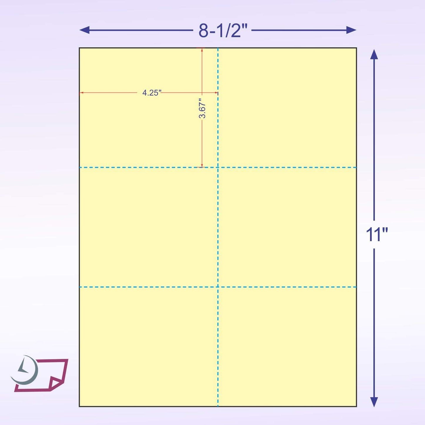 Laser Printer Blank Perforated Cards 6 up per Page (Canary, 6000 Cards)