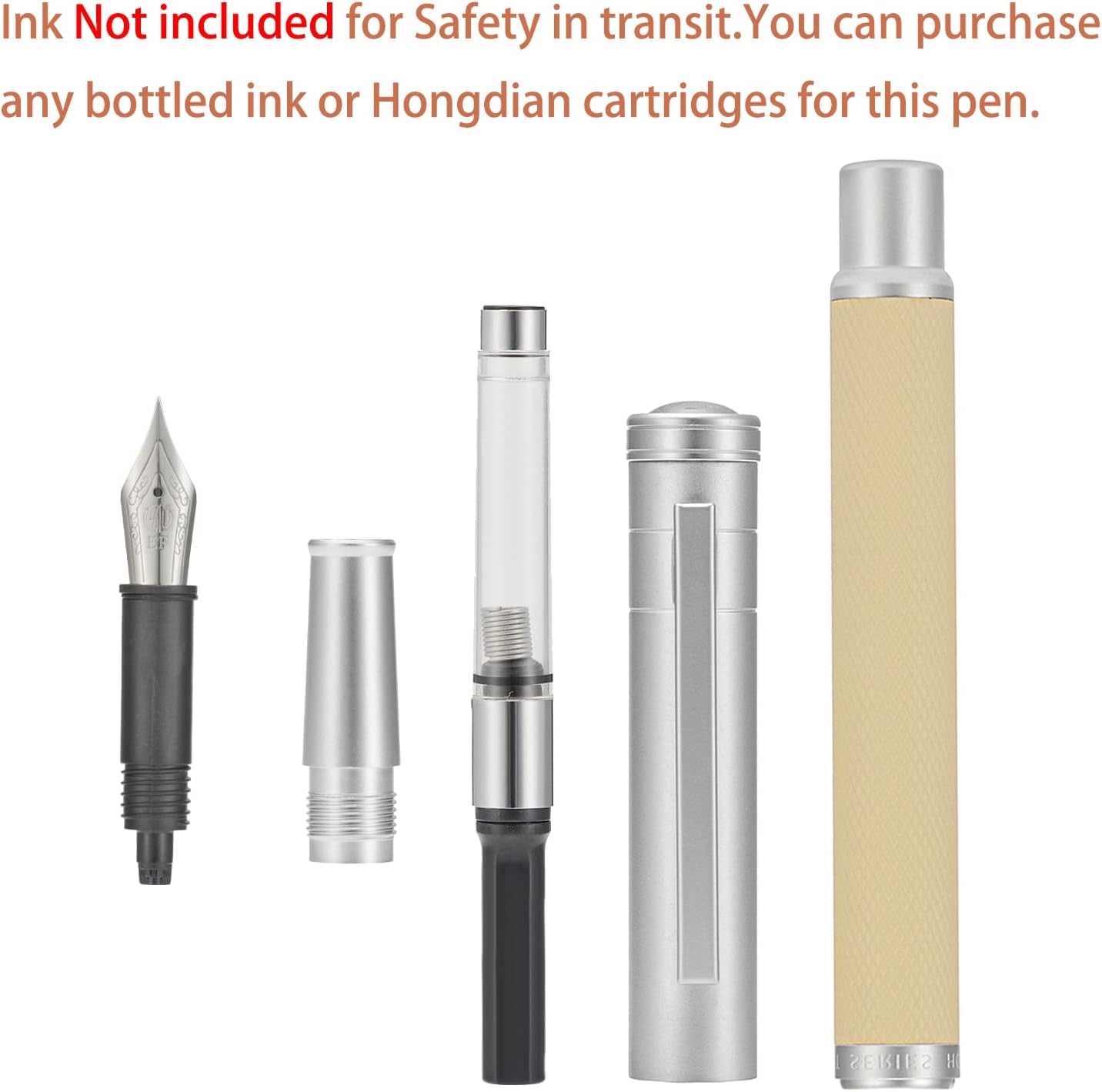 Silver Birch Forest Aluminum Fountain Pen Fine Nib with Converter and Metal Gift Box Set By Asvine