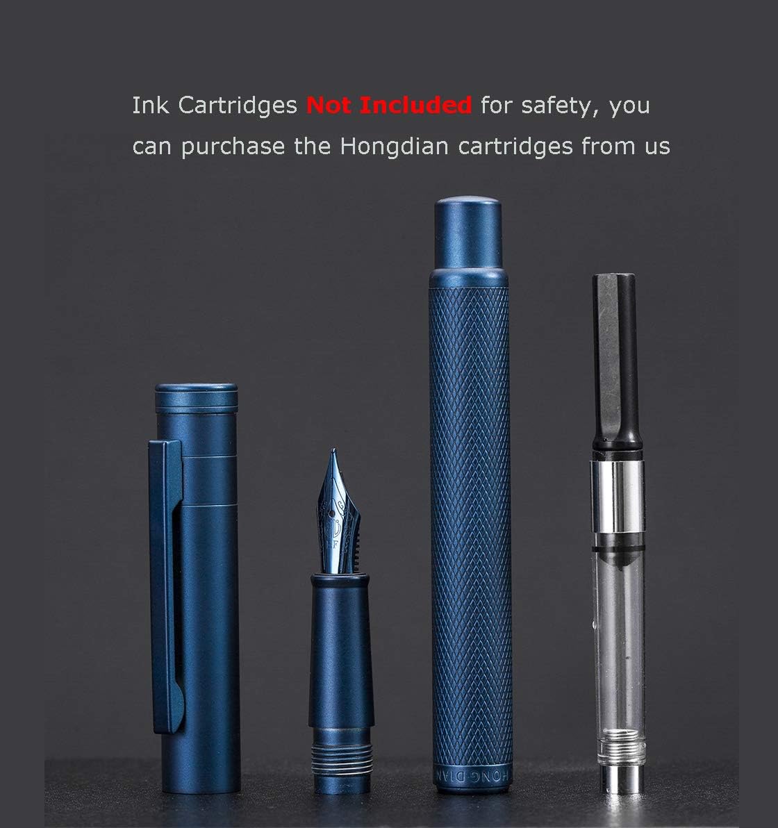 Dark Blue Forest Fountain Pen Extra Fine Nib Classic Design with Converter and Metal Pen Case Set by Asvine