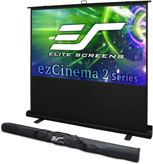 Elite Screens ezCinema 2 Projector Screen, 84-inch 16:9, Manual Floor Pull Up Scissor Backed Portable Home Office Classroom Front Projection + Carrying Bag | US Based Company 2-Year Warranty, F84XWH2