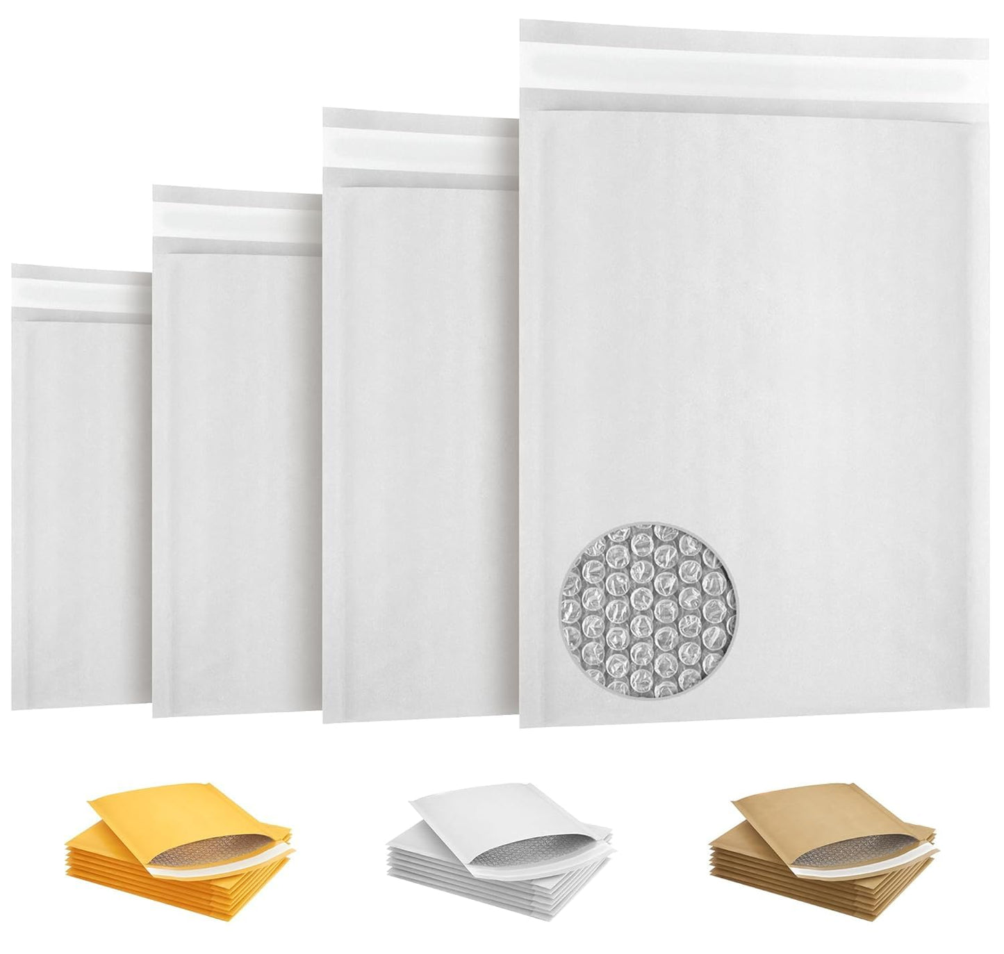 White Kraft Bubble Mailer Envelopes, 8.5 x 13 Inches. 100 Pack Mail Padded Envelopes Self Seal. Waterproof Kraft Bubble Mailers. Tear-Resistant Mailing Envelope Padded. Sturdy Paper Mailer
