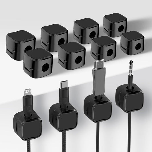 12 Pack Cable Clips, Cord Organizer, Cord Holder for Nightstand, Magnetic Cord Organizer, Strong Adhesive Charging Cable Keeper, Clip Holder