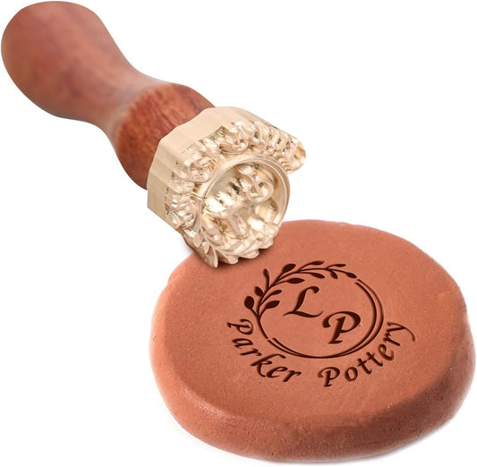 KAINSY Custom Pottery Stamp, Personalized Clay Stamp with Own Design, Create Unique Imprints in Pottery, Handcrafted Potters Lovers Gift, Polymer Clay Tools (2 inch)