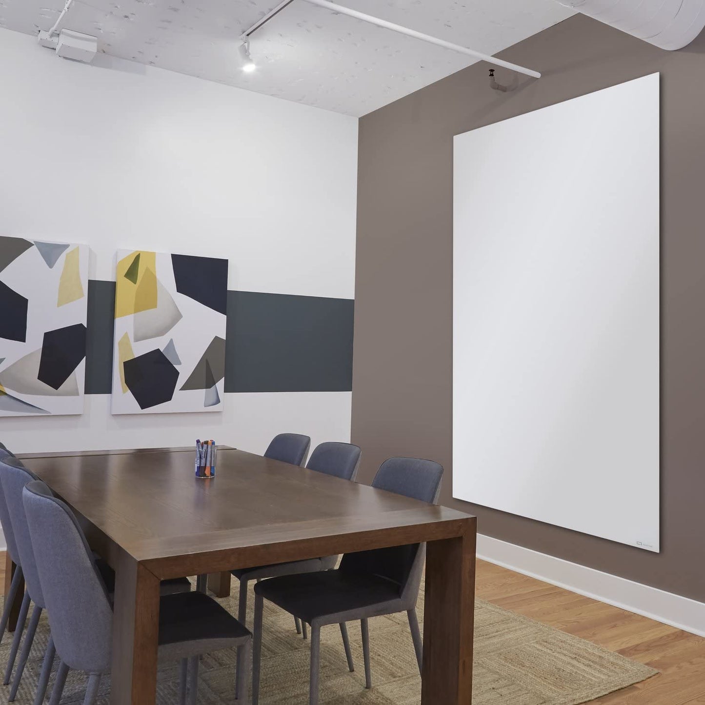 Quartet Glass Whiteboard, Magnetic Dry Erase Board, Wall Mounted Whiteboard for Office, School and Home, 48"W x 85"H, White (Q014885IMW)