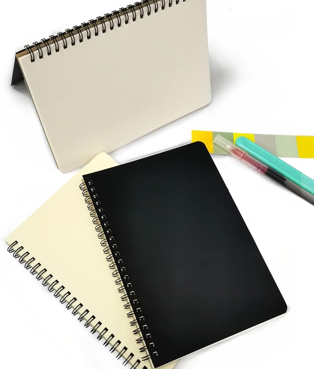 Spiral Notebook, Black Spiral Journal Notebook, 3Pack Lined Paper Wirebound Notebook, 6” x 8.2”