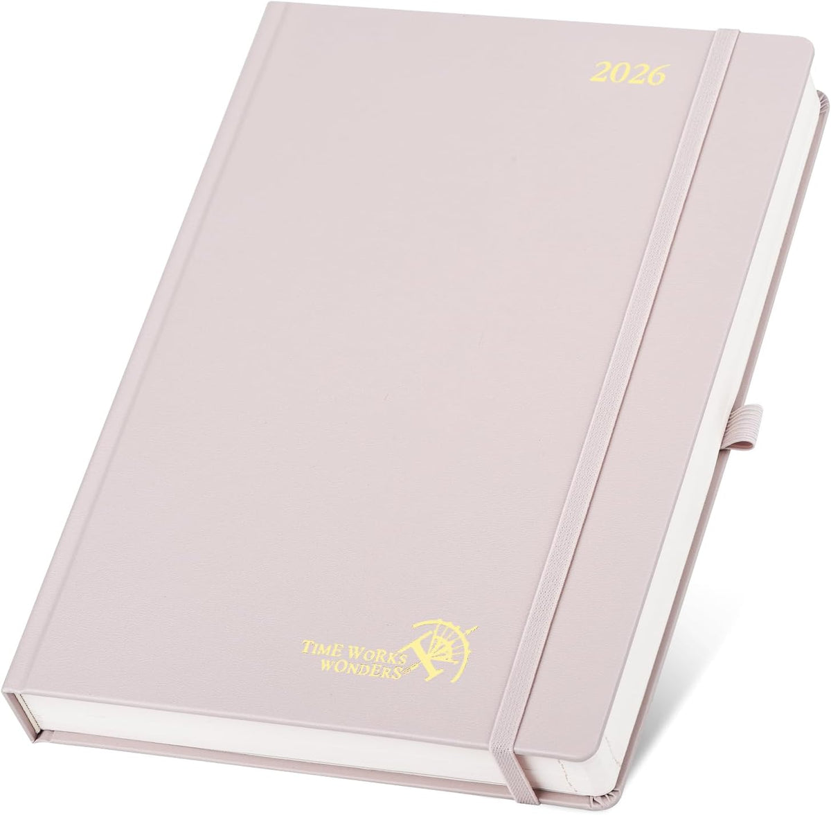 POPRUN 2026 Daily Planner One Page Per Day Even Weekends A4 Large Size (8.5" x 12") - 12 Months Calendar Hourly Appointment Book with Inner Pocket, Pen Holder, Hardcover - Light Pink