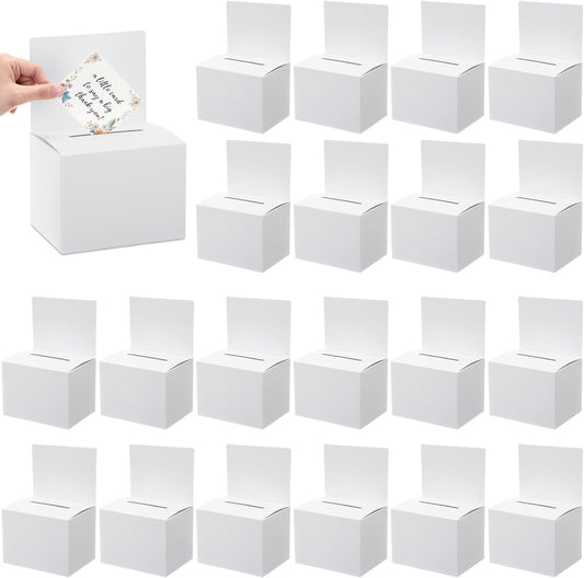 Geelin 48 Pcs Cardboard Raffle Ticket Box Ballot Suggestion Boxes with Slot for Donation Fundraising 6.3 x 4.7 x 4.7 Inches Storage Container for Voting Tip Jar Survey and Collecting Business Card