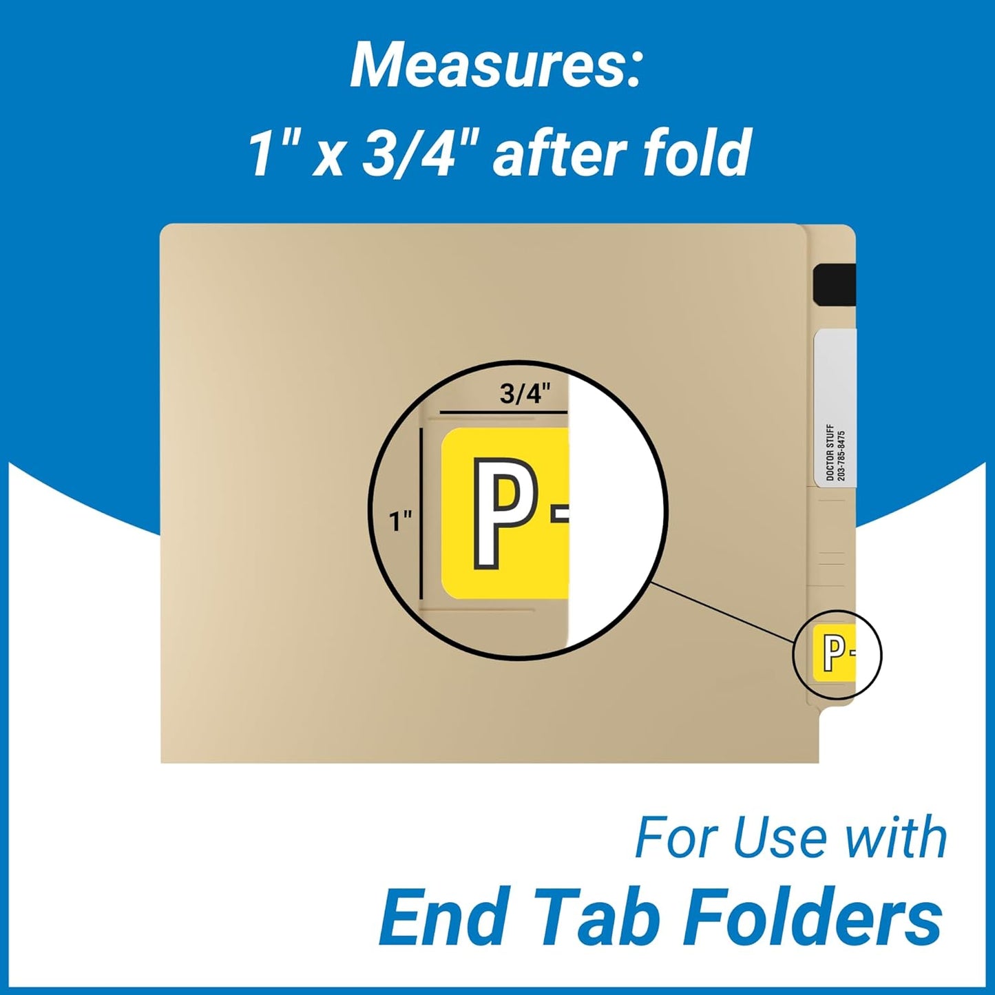 Doctor Stuff - File Folder Labels, Alphabet Letter P, Barkley/Sycom FABKM - BRAM Series Compatible Alpha Stickers, Yellow, 1" x 1-1/2", 126 Labels/Package