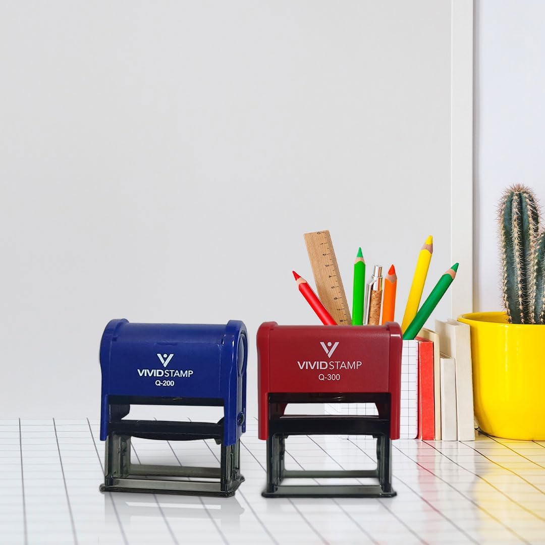 Vivid Stamp Pending Inspection Business Self-Inking Rubber Stamps (Red Ink) - Q-400 (5 Pack)