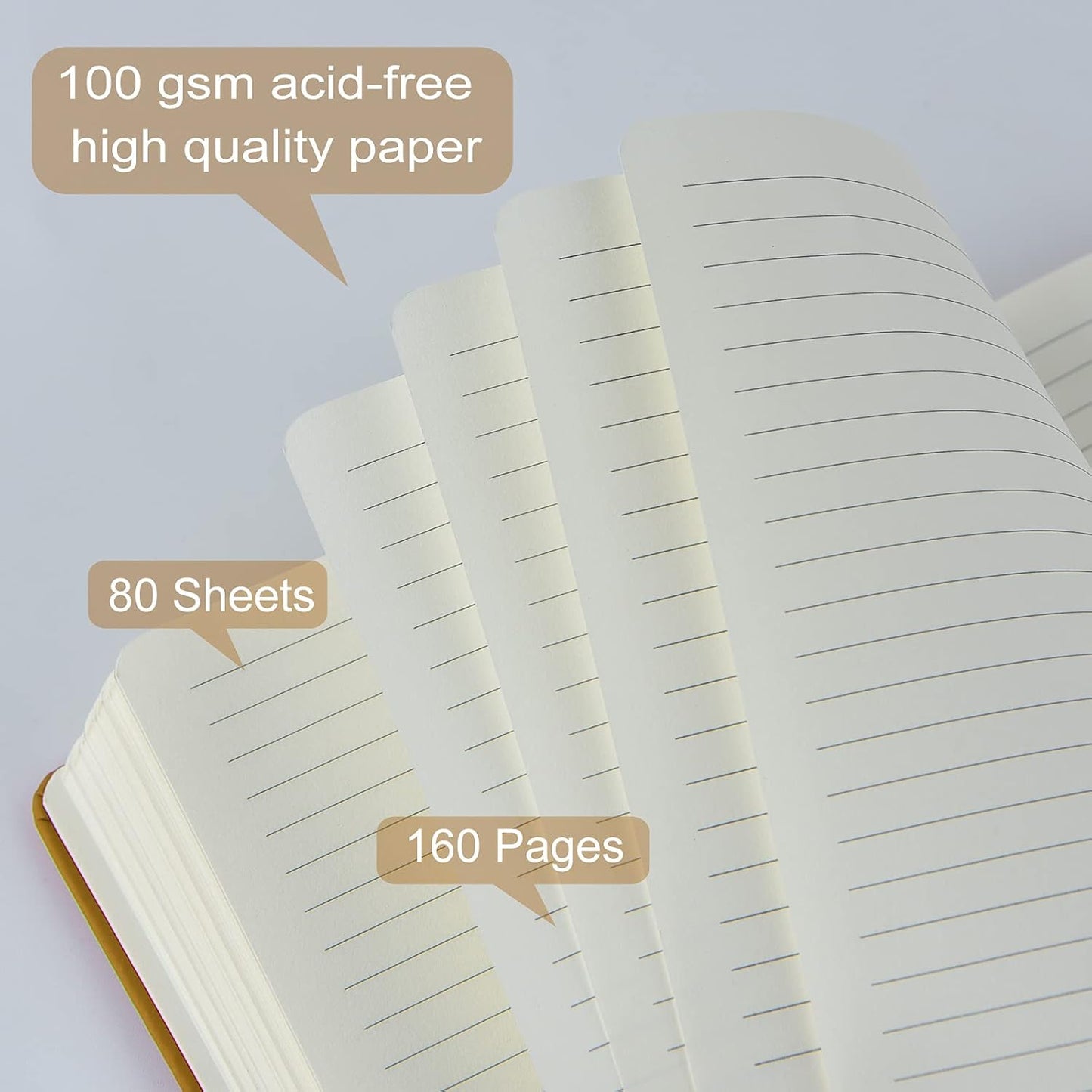 Coopay 24 Pack A5 Journal Notebooks Bulk, 160 Pages, 100GSM Thick Paper, 8.3 x 5.5 inch Hardcover Lined Leather Journals for Writing Office School Business,Bulk Notebook for Work Men Women (Brown)