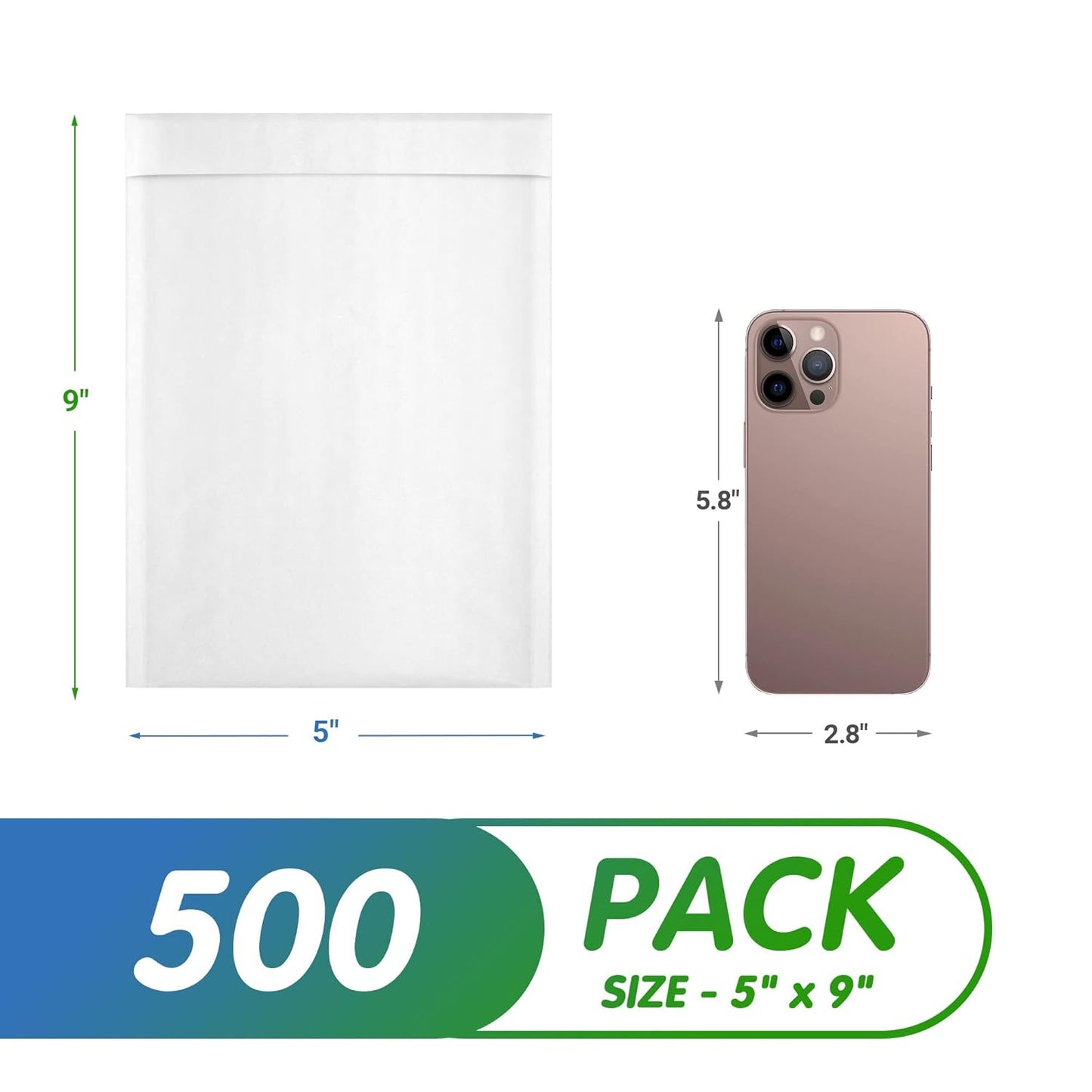 White Kraft Bubble Mailer Envelopes, 5 x 9 Inches. 500 Pack Mail Padded Envelopes Self Seal. Waterproof Kraft Bubble Mailers. Tear-Resistant Mailing Envelope Padded. Sturdy Paper Mailer