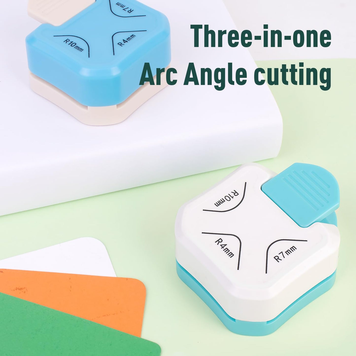 Paper Corner Rounder Punch, 3 in 1 Corner Cutter Rounder for Cardstock (R4mm+R7mm+R10mm), Edge Cutter Craft Card Making and Scrapbooking and Journaling Supplies for Classroom Home(White)