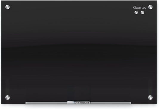 Quartet Glass Whiteboard, Magnetic Dry Erase White Board, 48" x 36", Black Surface, Infinity (G4836B)