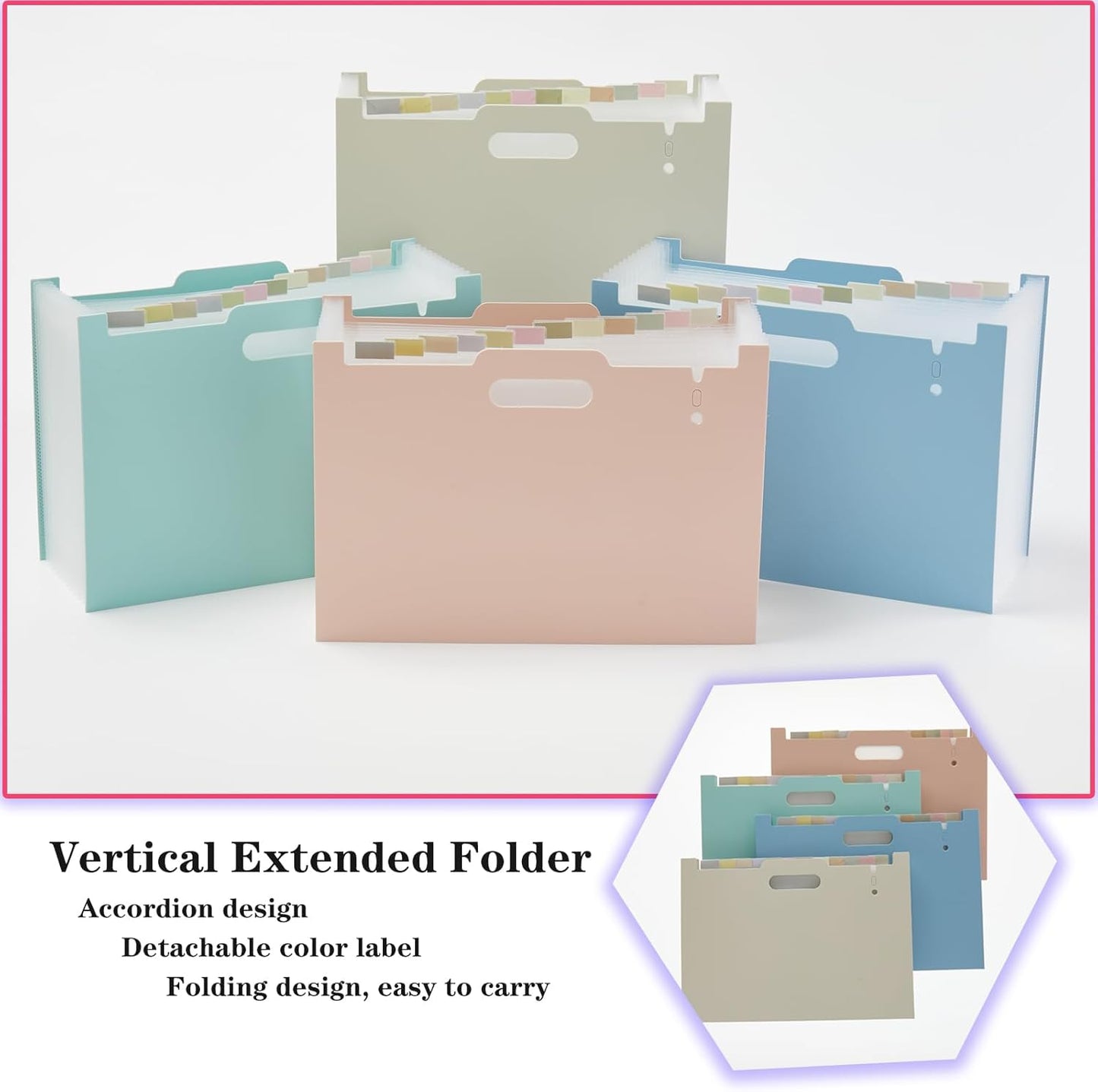 2-Piece Accordion Folder Manager, 12 Grid Expansion Pages, Portable Monthly Bill and Receipt Manager That Opens Upright, Colored Labels, School, Home, and Office letterhead Size, Tender Yellow