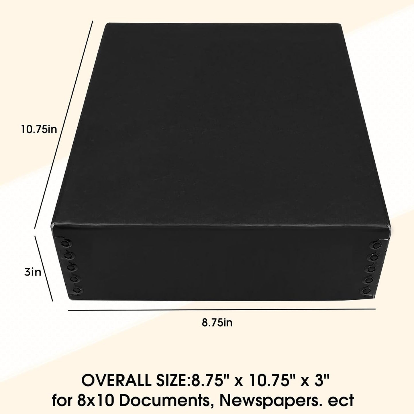 Golden State Art, Acid-Free Archival 8x10 Inches Metal Edge Drop Front Museum Photo Storage Box, Preserve Documents, Prints, Pictures, Photographs, Arts And Crafts, Black