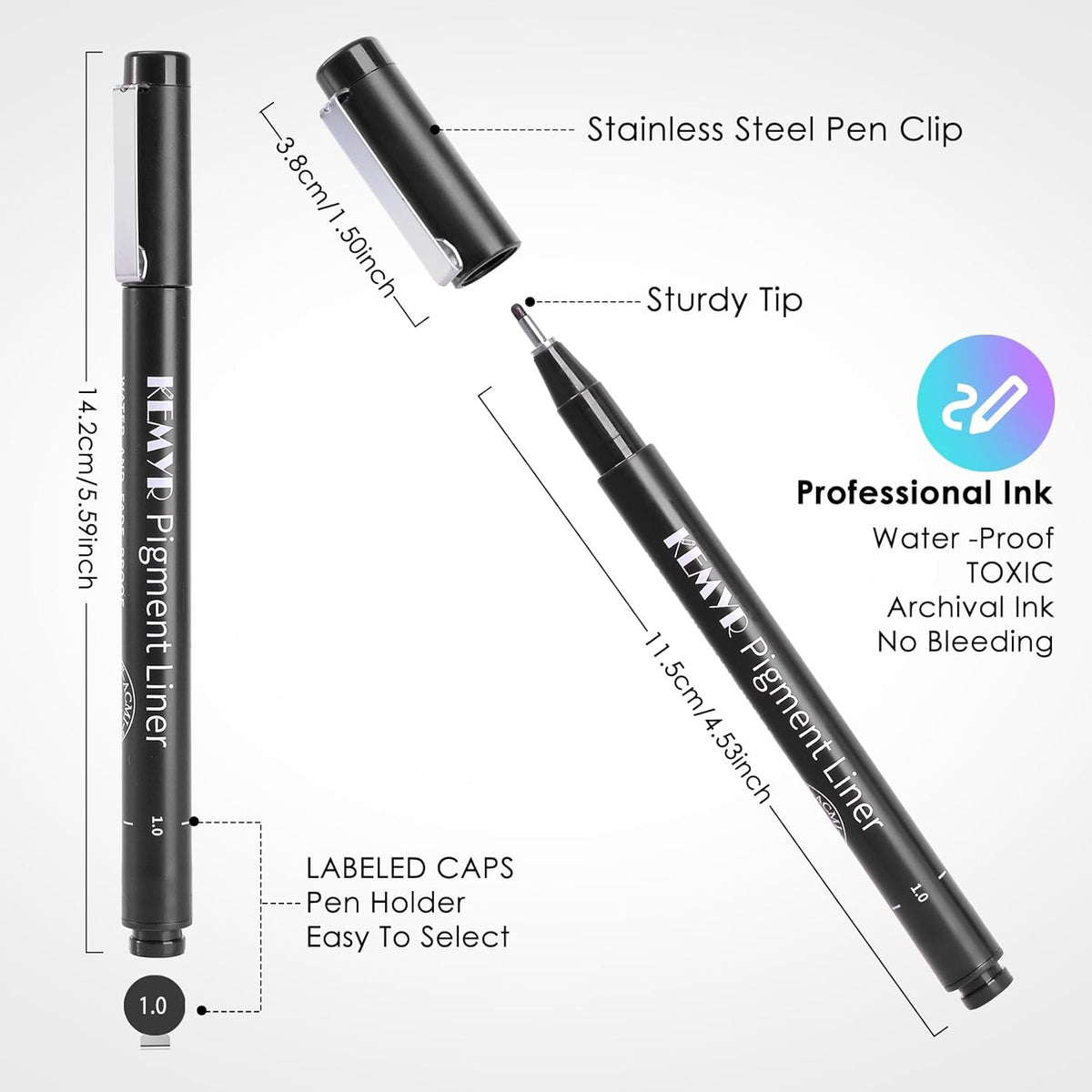 4 Micro Fine liner Drawing Art Pens Calligraphy Pens: 0.7mm Size Black Art supplies Waterproof Archival Black Ink Markers For Artists,Use for Professional Watercolor,Sketching