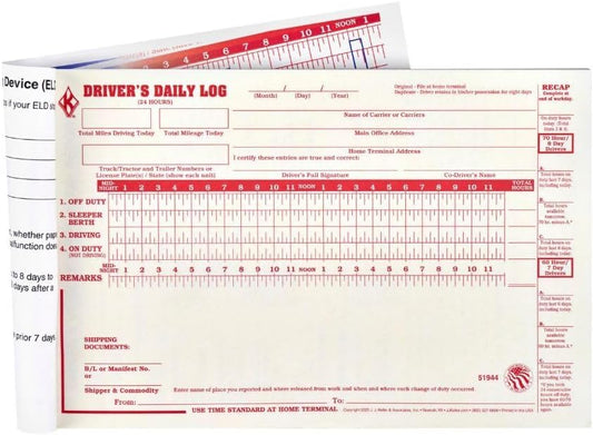 ELD Backup Driver Log Book 5-pk. with Detailed Driver Vehicle Inspection Report & Daily Recap - Book Format, 2-Ply Carbonless, 8.5" x 5.5", 10 Sets of Forms Per Book - J. J. Keller & Associates