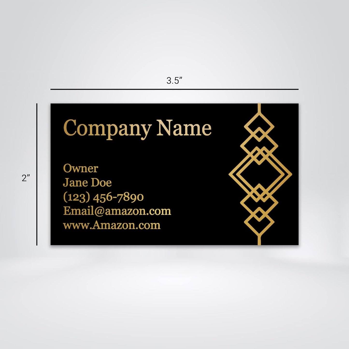 Personalized Gold Foil Black Business Cards 100 Pack - 3.5" x 2" Cards - 14 PT Thick Sturdy Cards - Unique Shiny Gold Foil - Made in the U.S.A. (Gold Art Deco)