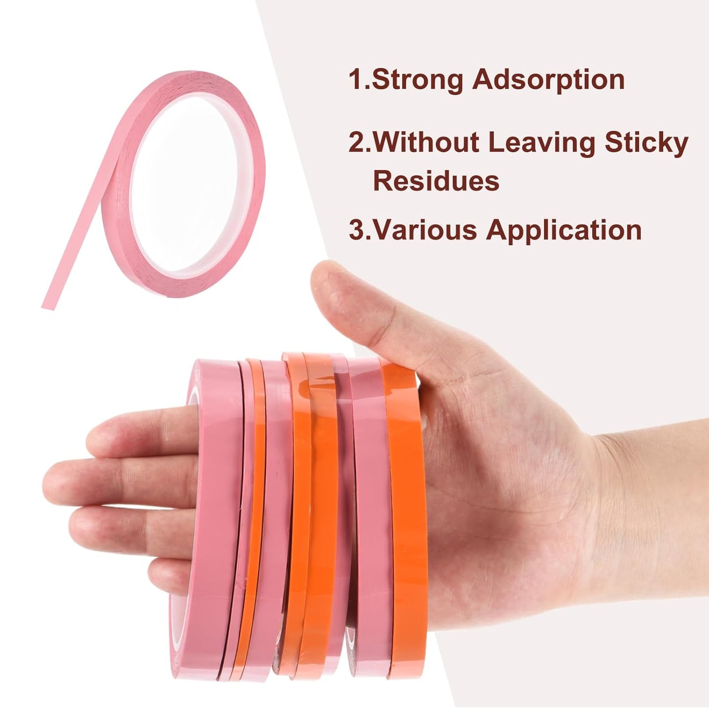 MECCANIXITY 10 Rolls Whiteboard Tape Graphic Chart Tape 8mm 54.7 Yard Art Tape Thin Self-Adhesive Pinstripe Tape Masking Tape for Gift Wrapping Craft Supplies, Pink