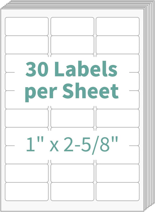 1" x 2-5/8" Shipping Address Labels, 6000 Labels FBA Barcode Sticker, 200 Sheets 30 Per Page Mailing Label for Laser/Inkjet Printers