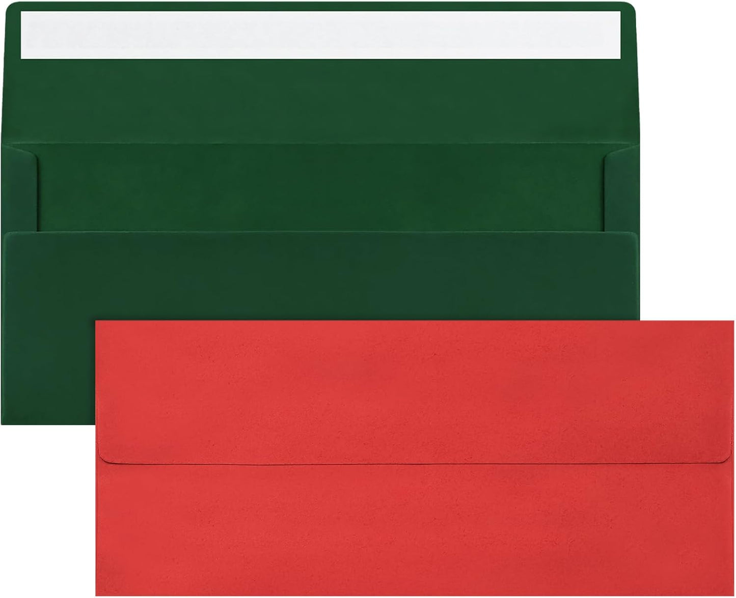 200 Pcs #10 Business Envelopes, 100 Pcs Red and 100 Pcs Dark Green Standard Envelopes Self Seal, Letter Size Mailing Envelopes for Christmas Birthday Graduation Wedding, 4 1/8 x 9 1/2 Inch