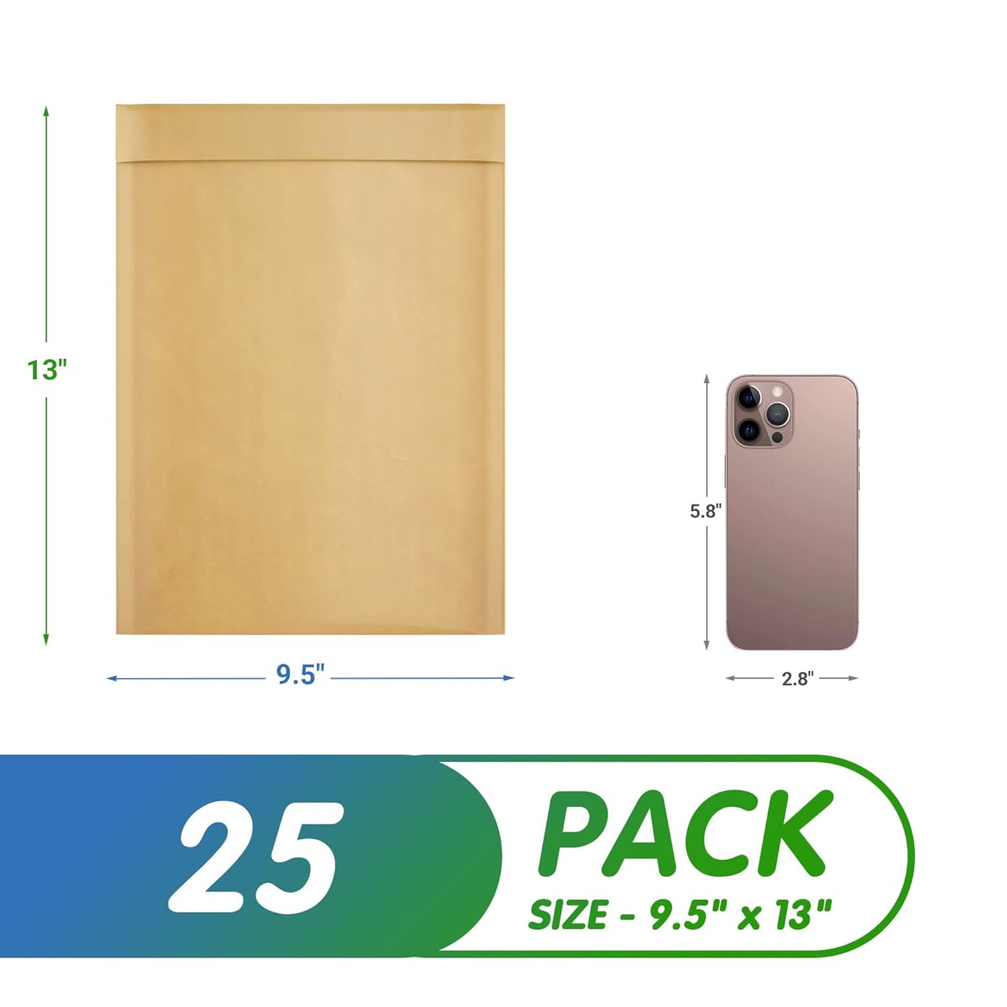 Natural Kraft Bubble Mailer Envelopes, 9.5 x 13 Inches. 25 Pack Mail Padded Envelopes Self Seal. Waterproof Kraft Bubble Mailers. Tear-Resistant Mailing Envelope Padded. Sturdy Paper Mailer