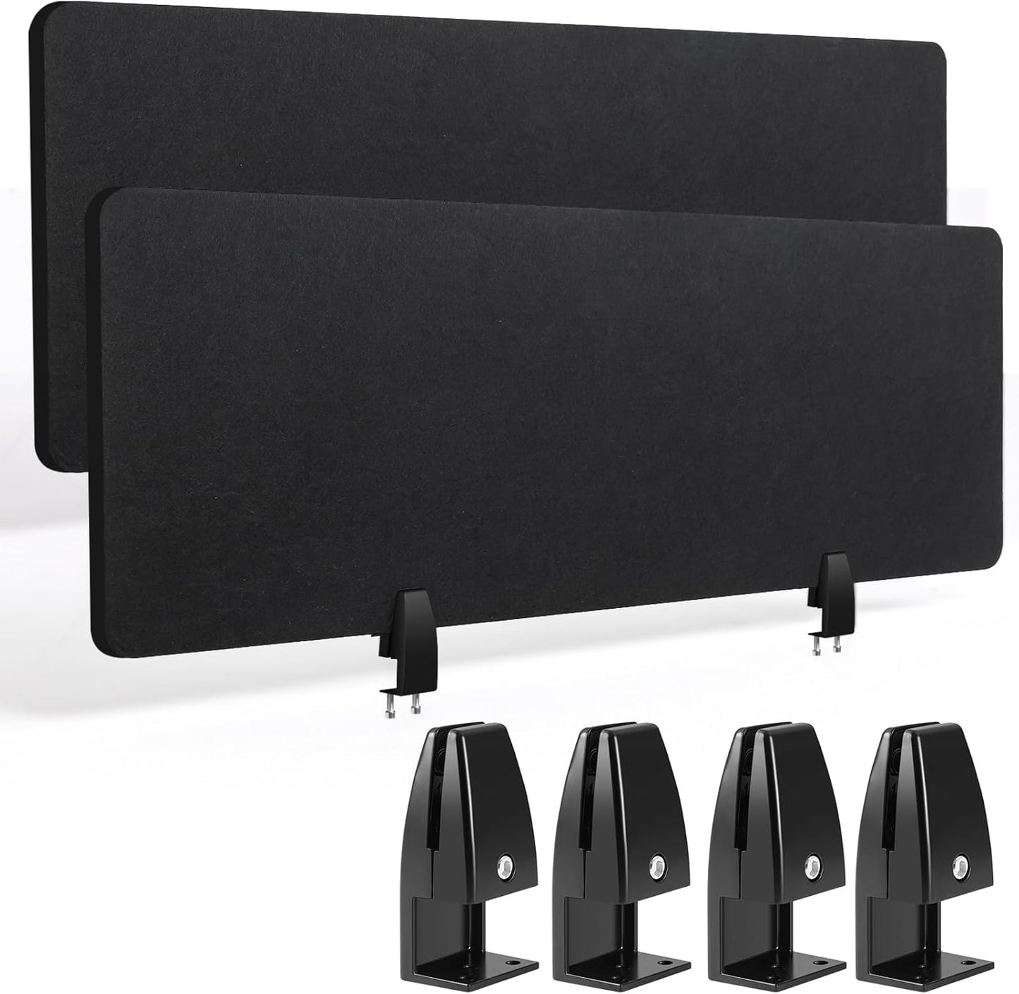 Wesiti 2 Pcs Acoustic Desk Divider Noise Reducing Desk Privacy Panel for Student Table Standing Sound Proof Divider Desktop Claw Office Furniture Partition for Classroom(Black,47.24 x 15.75 Inches)