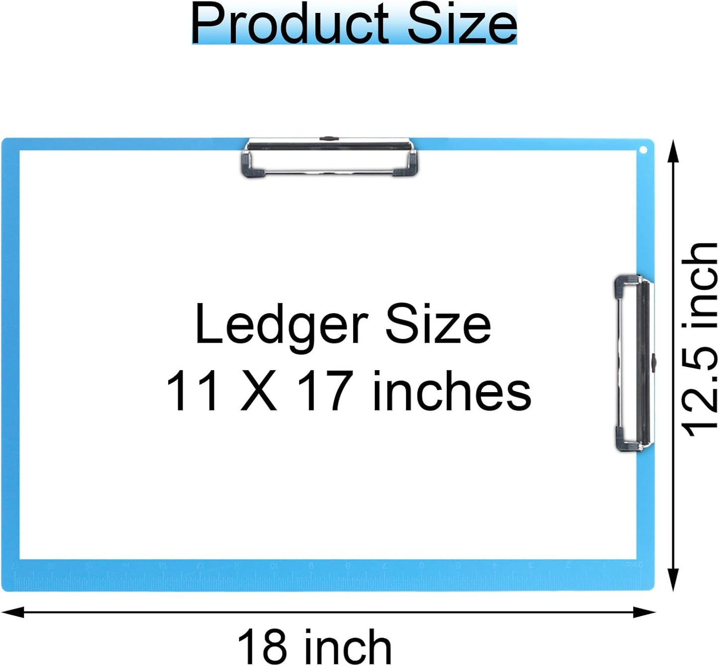 Acocony 11x17 Clipboard Double Clip Extra Large Clipboard Low Profile Clip 11 x 17 Clipping Board Plastic Blue Pack of 1