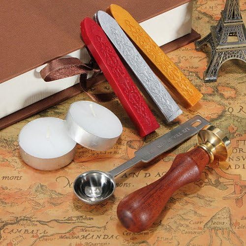 Vintage Alphabet Initial A Wax Seal Sealing Stamp Sealing Wax Sticks Spoon Wood Box Set Classical Old-fashioned Antique Alphabet Invitation Package Seal Wax Stamp Box Kit