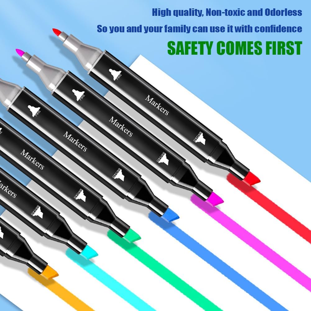 Alcohol Markers Set - 262 Colors, Dual Tip Permanent Sketch Markers with Organizing Case for Kids & Adults