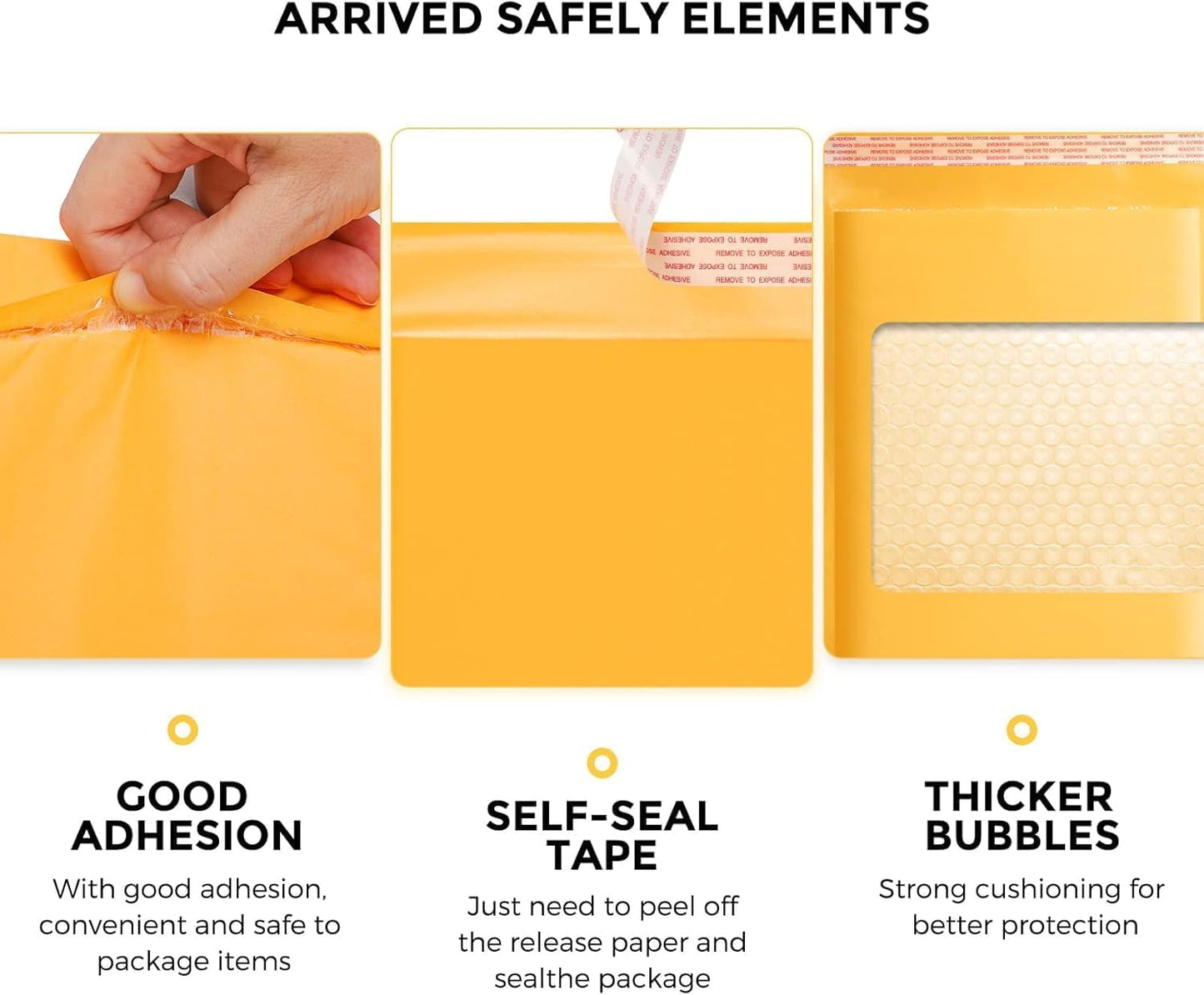 Fuxury Kraft Bubble Mailer 10.5x16" 200Pack Strong Adhesion Padded Envelopes Kraft Yellow Bubble Envelopes Usable Size 10.5x15" Waterproof Cushioned Padded Mailers Packaging for Small Business