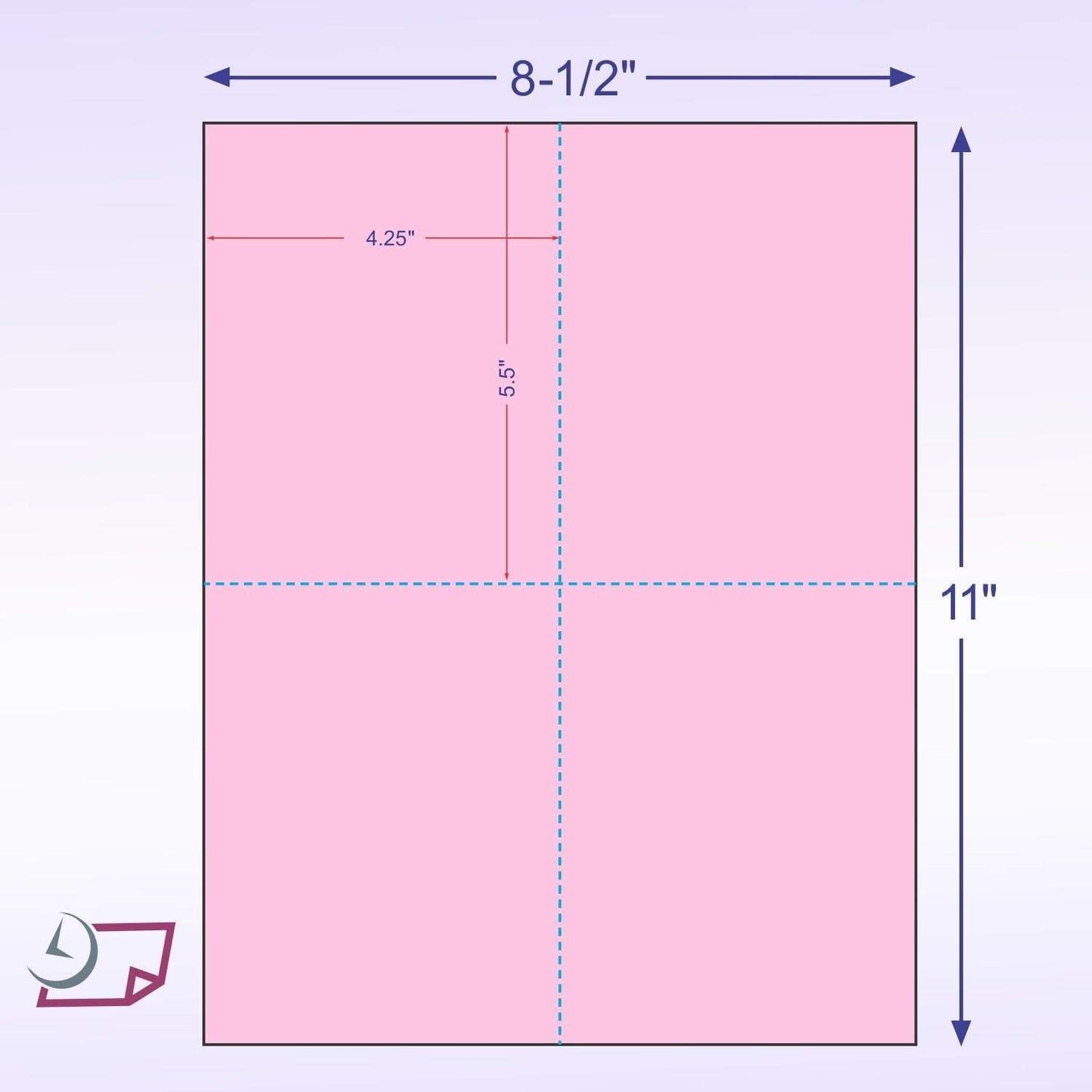 NextDayLabels 8-1/2" x 11" Laser/Inkjet Postcards 4 Per Page, (4-1/4" x 5-1/2" Each Card | Pink, 1000 Cards)