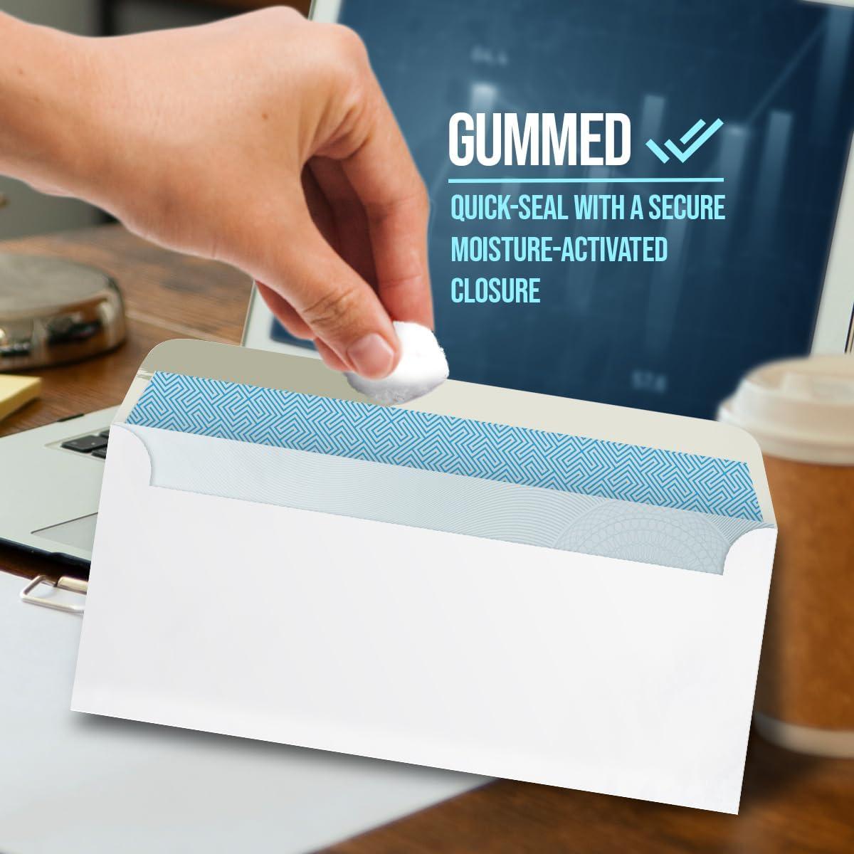 Compuchecks Double Window Envelopes #10- Gummed, Security Business Mailing Envelopes - Tamper Evident, Security Tint - 500 Count – For Invoices and Legal Documents