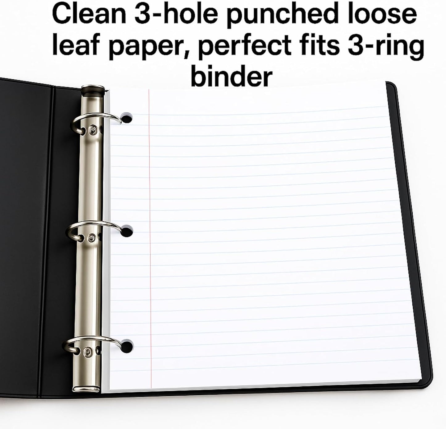 Notebook Paper Wide Ruled Loose Leaf Paper, Standard 8"x10-1/2" Bulk Lined Paper, 3 Hole Punched Filler Paper For 3 Ring Binder,150 Sheets/Pack, 4 Pack, White, MADE IN USA
