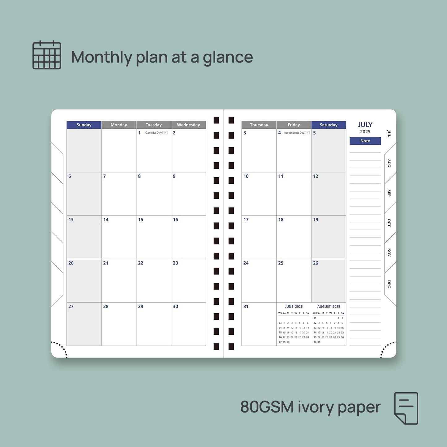 POPRUN Daily Planner 2025-2026 One Page per Day (6'' x 8.5'') with Spiral Bound Leather Soft Cover, Academic Year Appointment Book (Jul.2025 - Jun.2026) with Hourly Slots, Inner Pocket- Claret