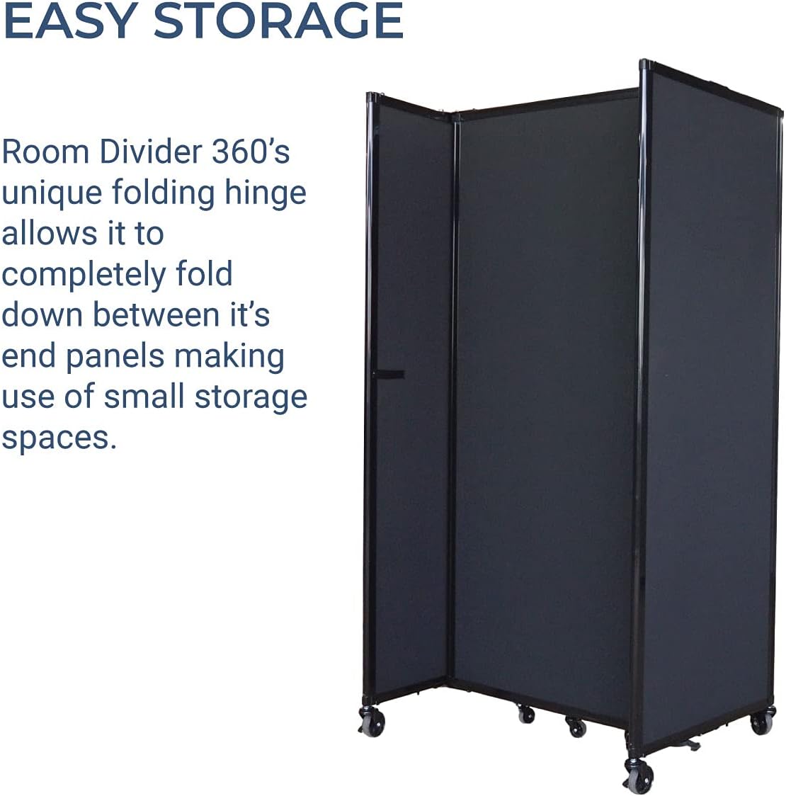 Versare Straightwall Sliding Portable Wall Partition | Freestanding Office Dividers | Locking Wheels | Temporary Room Separator | 7'2'' Wide x 5' Tall Cloud Gray Fabric Panels