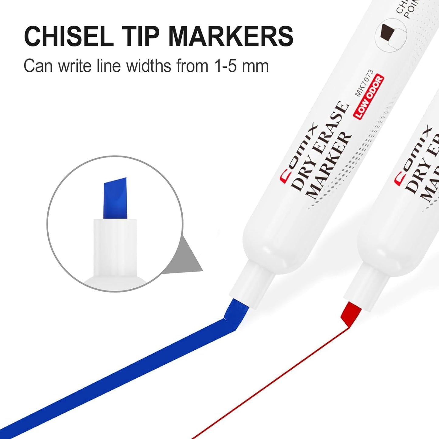 Comix Dry Erase Markers, Chisel Tip White Board Markers, 36 Count 12 Assorted Colors Low Odor Markers for Kids Teachers Office & School Supplies