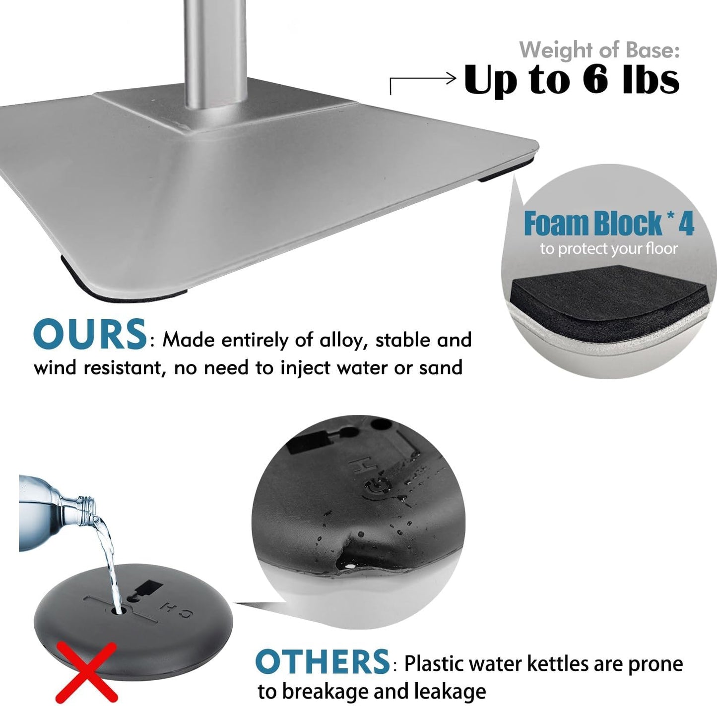 Sign Stand for Display, 11lbs Integrated Rod Heavy Duty Pedestal Floor Signage Stand Holder, for Outdoor or Indoor Advertising (8.5 x 11, Silver, 3Pack)