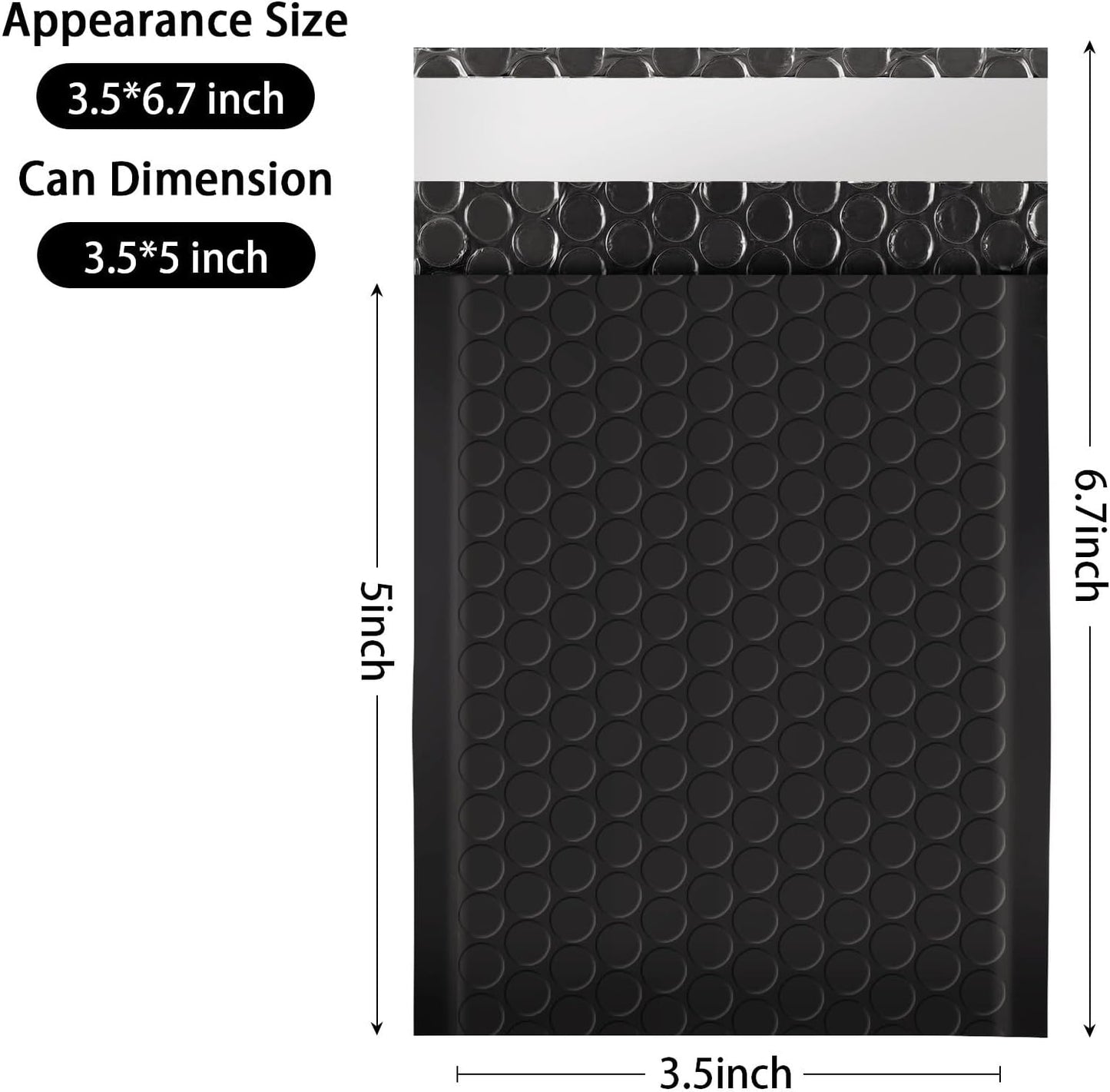Dasen Bubble Mailers 3.5x5 Inch 50 Pcs,Small Self-Sealing Mail Shipping Bags,Black Padded Envelopes #0000