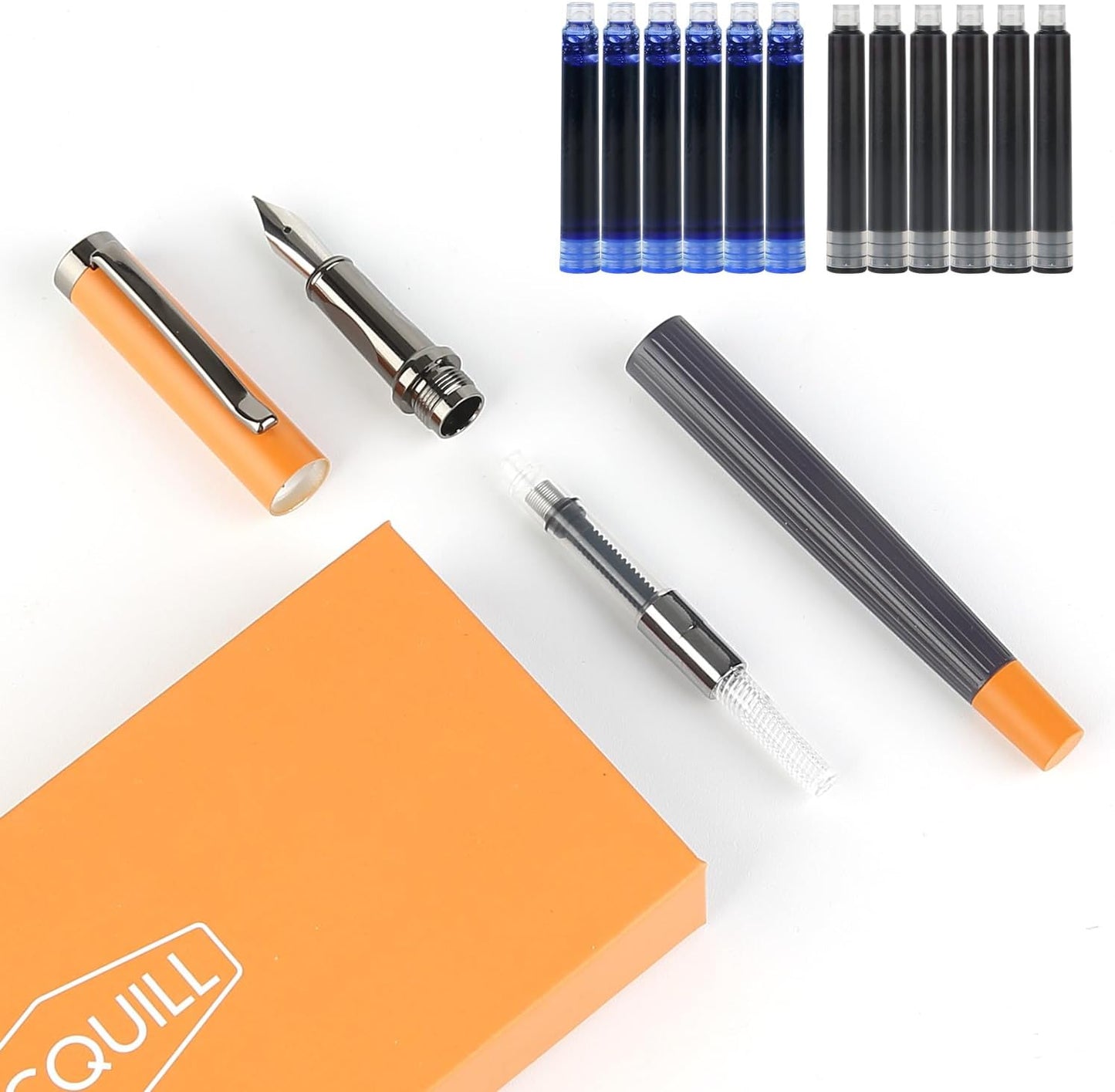 GC QUILL Fountain Pen Set – Fine Nib with 12 Ink Cartridges and Ink Refill Converter, Pen Gift Set for Writing Journaling Calligraphy– MU-12