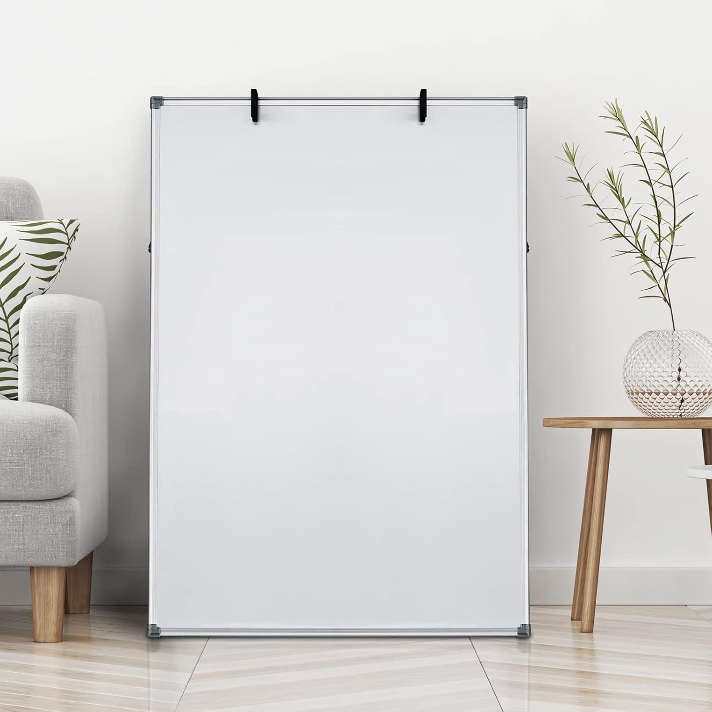 JILoffice Dry Erase Board, Magnetic White Board 36 X 24 Inch, Double Sided Whiteboard Easel, Silver Aluminum Frame with Two Flipchart Hooks for Office Home and School