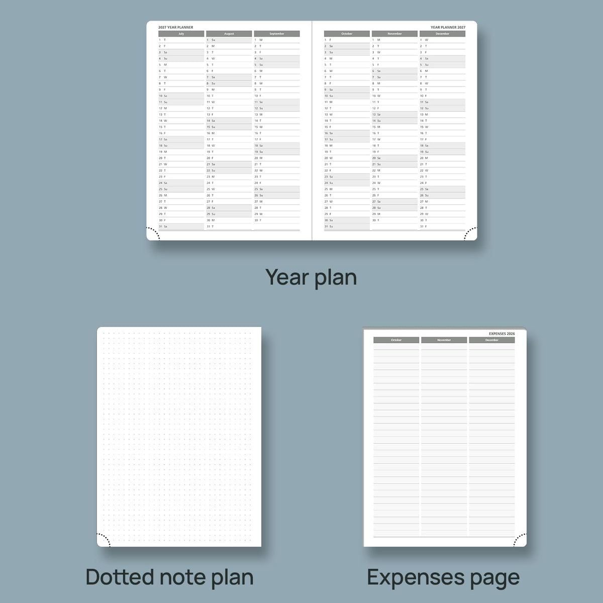 POPRUN 2026 Planner (Medium - 6.5'' x 8.5'') - 2026 Weekly Calendar ((Jan. 2026 - Dec. 2026) with Hourly Time Slots, Weekly/Monthly Appointment Book for Time Management - Leather Soft Cover - Grey