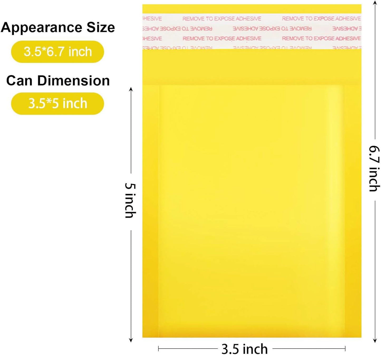 Dasen Kraft Bubble Mailers 3.5x5 Inch 50 Pcs,Small Self-Sealing Waterproof Cushioned Mail Shipping Bags,Yellow Padded Envelopes #0000