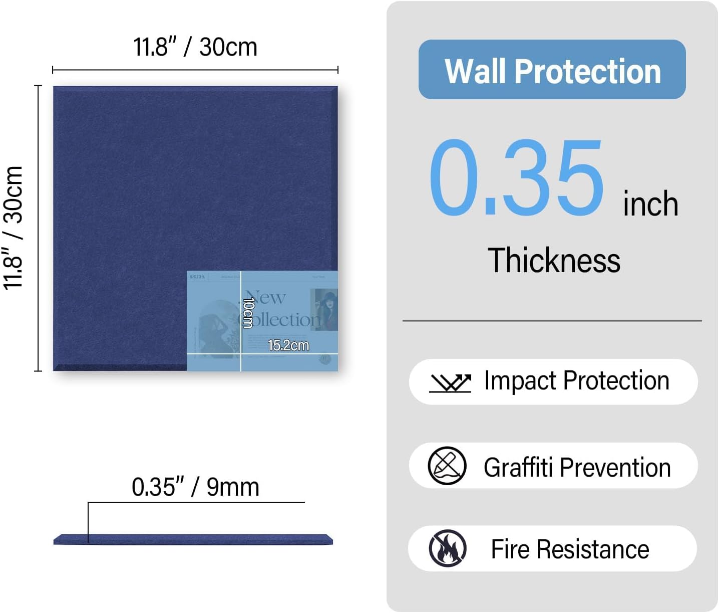 Large Cork Boards for Walls – 48 x 36 Self Adhesive Felt Wall Tiles, Ideal for Office Black Bulletin Board, Easy to Install Pin Board Photo Board