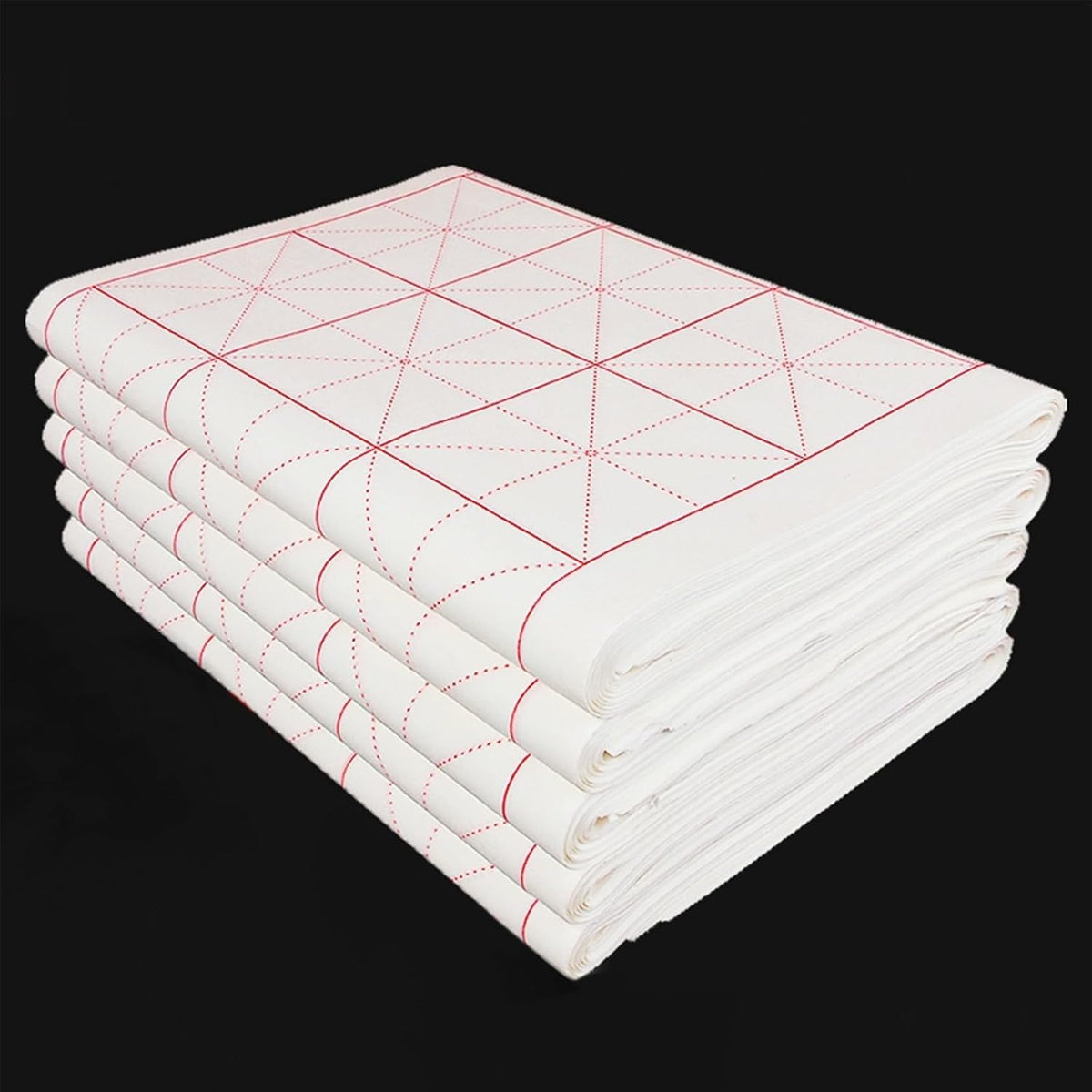 Chinese Calligraphy Practice Paper with Grid, 100 Sheets, White Rice Paper for Brush Writing, Xuan Paper (White, Grid-10cm)